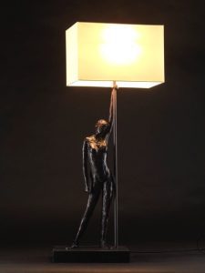 Samantha Thornton bronze lamp with leaning nude female figure