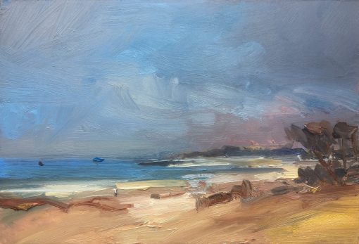 David Atkins, Winter Walk on the Beach. Studland Bay 1