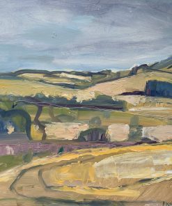 Frances Knight, Barley Fields, Houghton £495 Medium: Acrylic on Board Size: 53 x 53cm Nadia Waterfield Fine Art.Contemporary Landscape Artist. Sussex and Hampshire abstract in oil. Painting.