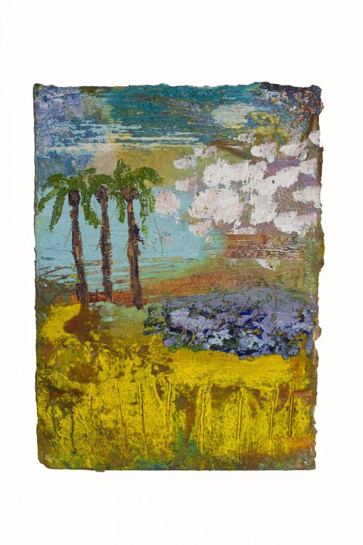 Annabel Keatley, Sol y Sombra III £350 Medium: Oil, Sand & Beeswax on Canvas Size: 19 x 14cms Living on the Granada Coast, Painter and Paper maker. her Paintings include oil, hot melted beeswax, sand, earth and plaster with pure coloured pigment. Nature, Emotion and Organic Materials.