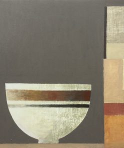 Philip Lyons, Bowl Inside Corridor £700 Medium: Oil on Board Size: 44 x 44cm Nadia Waterfield Fine Art. Painter of Still life Bowls. Grid structured artwork creating framework for compositions. The surface of the paintings suggest weathering or wear and tear. Acrylic on board.