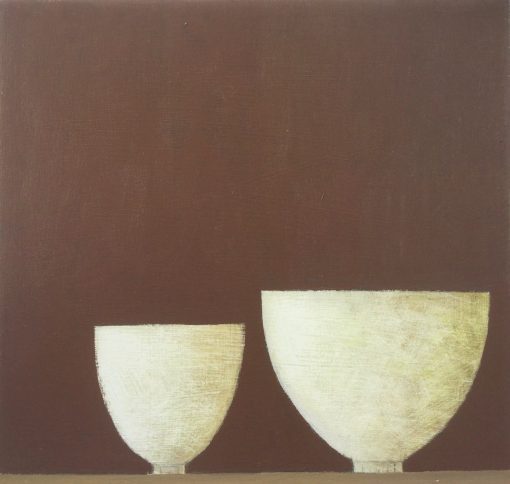 Philip Lyons, Together £520 Medium: Oil on Board Size: 30 x 30 cms Sold Nadia Waterfield Fine Art. Painter of Still life Bowls. Grid structured artwork creating framework for compositions. The surface of the paintings suggest weathering or wear and tear. Acrylic on board.
