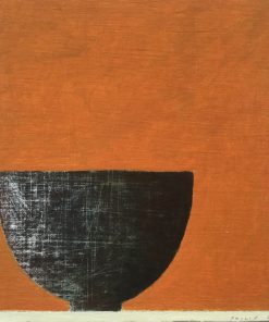 Philip Lyons, Stillness Nadia Waterfield Fine Art. Painter of Still life Bowls. Grid structured artwork creating framework for compositions. The surface of the paintings suggest weathering or wear and tear. Acrylic on board.