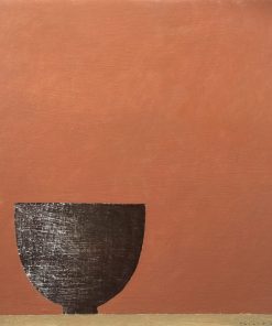 Philip Lyons, Dark Bowl on Tan £520 Medium: Oil on Board Size: 49 x 49cm Sold Painter of Still life Bowls. Grid structured artwork creating framework for compositions. The surface of the paintings suggest weathering or wear and tear. Acrylic on board.