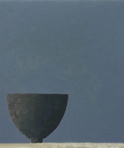 Philip Lyons, Stillness & Quiet £520 Medium: Oil on Board Size: 49 x 49cm Painter of Still life Bowls. Grid structured artwork creating framework for compositions. The surface of the paintings suggest weathering or wear and tear. Acrylic on board.