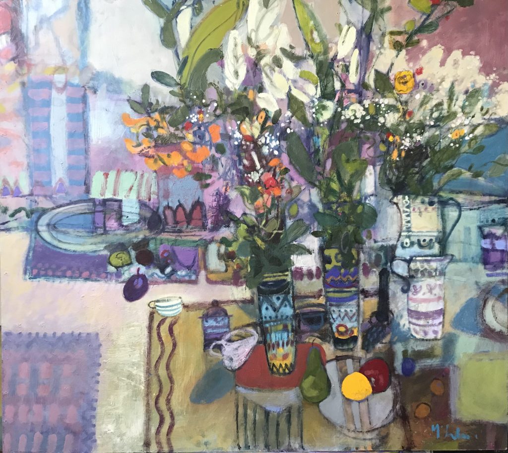 Rory McLauchlan, Still Life with Lilies £3,950 Medium: Oil on Canvas Size: 97 x 110cm Landscape Painter inspired by France and Scotland. A contemporary artist. Still life paintings of flowers in oil. Nadia Waterfield Fine Art.