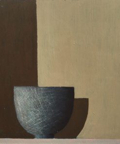 Philip Lyons, Grey Bowl & Shadows £480 Medium: Acrylic on Board Size: 20 x 20 cm Sold Painter of Still life Bowls. Grid structured artwork creating framework for compositions. The surface of the paintings suggest weathering or wear and tear. Acrylic on board.