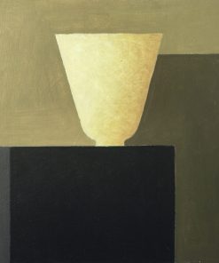 Philip Lyons, Gold Vase, Morning Light £750 Medium: Acrylic on Board Size: 40 x 40 cm Painter of Still life Bowls. Grid structured artwork creating framework for compositions. The surface of the paintings suggest weathering or wear and tear. Acrylic on board.
