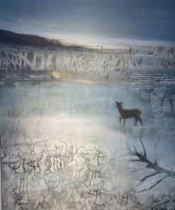 Karen Macwhinnie, Winters Day £800 Medium: Acrylic on Canvas Size: 63 x 79cm A mixed media artist working in oil, wax, pastels and ink. Her inspiration as a painter comes from water- in particular seascapes and coastlines across the United Kingdom. Nadia Waterfield Fine Art