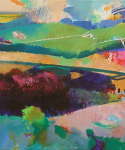 Gerry Dudgeon, Spring Light £1,554 Medium: Acrylic on Canvas Size: 61 x 61 cms Nadia Waterfield Fine Art. Oil turned Acrylic Painting working vibrant and bold colours. Gerry draws inspiration from the paintings of Barbara Rae, Joan Eardley, Ivon Hitchens and Peter Lanyon. Abstract Land and cityscapes.