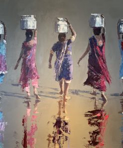 Observational and Emotive artworks captured while travelling.andscapes of exotic and timeless places such as Burma, Kerala, Laos, Sri Lanka and Zanzibar. Vibrant Colour Palette. Patrick Gibbs, Women Walking India, £4,500, Medium: Oil on Board, Size: 85 x 72cm