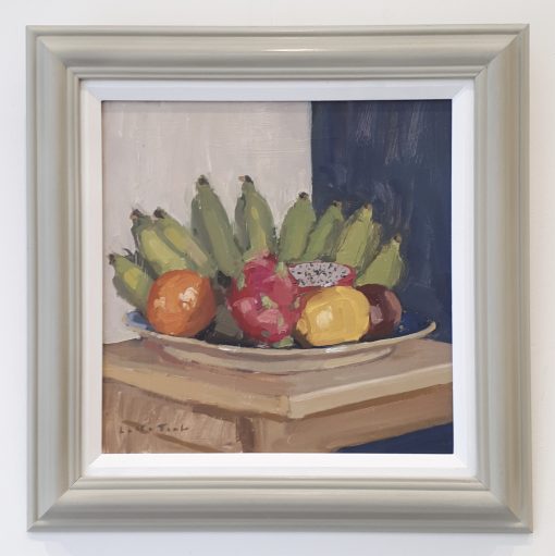 Lotta Teale, Fruit Bowl, £680, Medium: Oil on Board, Size: 43 x 43cm