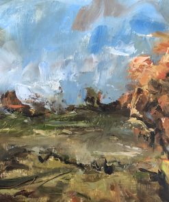 Lucy Marks, Autumn at West Hill £350 Medium: Oil on wooden panel Size: 22 x 22cm Contemporary Landscape Artist working in Watercolour and Oil. Energies of the land, sea and sky; from wild seas to pensive landscapes. From the South Coast West Sussex. Nadia Waterfield Fine Art.