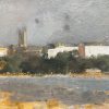 Adrian Parnell, Waters Edge £700 Medium: Oil on wooden panel Size: 40 x 30 cm Appearing on Nadia Waterfield Fine Art Gallery. Contemporary Painting, Landscape next to river bank.