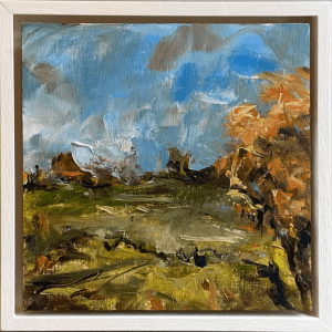 Autumn on West Hill, Oil on Wooden Panel, 22cm x 22cm, Framed 23.5cm x 23.5cm