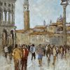 Michael Ewart, Venice Crowd, Oil on Board, 31cm x 23cm, Framed: 42cm x 49cm , £495 One-Off Print and Paintings hand selected by Nadia Waterfield by renown contemporary artists.