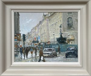  Michael Ewart, London Street, 36.5cm x 30cm, Framed: 50cm x 43cm, £900, Oil on Board One-Off Print and Paintings hand selected by Nadia Waterfield by renown contemporary artists.