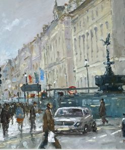 Michael Ewart, London Street, 36.5cm x 30cm, Framed: 50cm x 43cm, £900, Oil on Board One-Off Print and Paintings hand selected by Nadia Waterfield by renown contemporary artists.