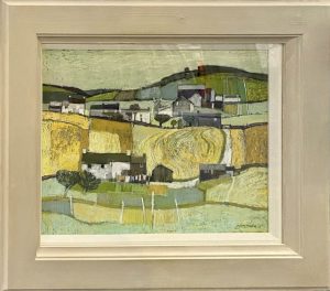 Author of Books on Painting and Drawing. Pastel Landscapes of Wales in a bird eye view. British Countryside Artist. Moira Huntley, Pembrokeshire, Pastels, 50cm x 38cm, Framed: 74cm x 60cm