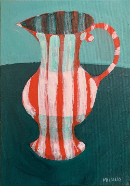 Affordable Art Fair Classic Jug, acrylic on canvas, 36 x 25 cm £725 cm Rich textures, layers, bright colours showing faces and still life. Picasso style artist. oil, pastels and mixed media painter.