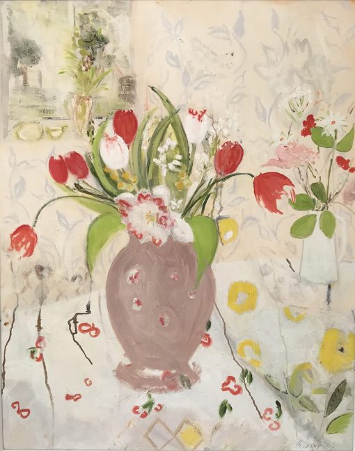 Belynda Sharples, Red Tulips in Brown Vase 1