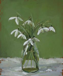 Working in Oil and Watercolour. Painting still life portraits of flowers and wild flowers from her garden. Light Pastel Shades and pinks. Snowdrops Oil on board, 27 x 22 cm £540