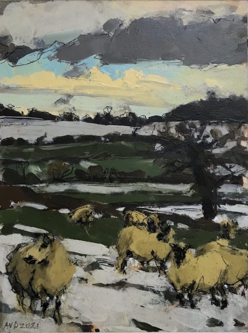 Anna Pinkster, Sheep in Snow, Somerset March II 1
