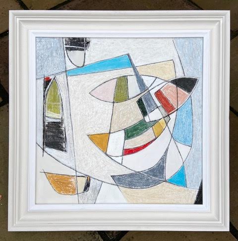 Painter of Landscapes and Still Life. Working from an abstract perspective. His imagery evolves from his sketches. Spontaneity and Freedom. Rendezvous Pastel 50cm x 50cm Framed size 62.5cm x 62.5cm £1650