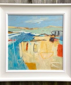 Painter of Landscapes and Still Life. Working from an abstract perspective. His imagery evolves from his sketches. Spontaneity and Freedom. Sandbanks mixed Media 45cm x 45cm Framed size 60cm x 60cm £1450