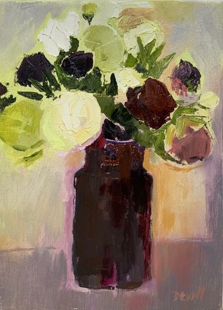 Title: Ranunculus Medium: Oil on Canvas Size: 35.5 x 25.5 cms Price: SP £900 A reproduction of reality. Painter of still life florals and flowers in oil. abstract contemporary artist.