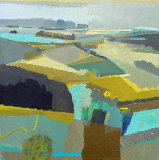 Landscape Artist abstracting the reality through colour and composition. Multidisciplinary Artist working in painting , drawing, digital printmaking, photography and sculpture. Malcolm Ashman, 'Summer Fields' ,76cm x 76cm, Oil on Panel