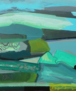 Landscape Artist abstracting the reality through colour and composition. Multidisciplinary Artist working in painting , drawing, digital printmaking, photography and sculpture. Malcolm Ashman, 'To Zenor' ,40cm x 40cm, Acrylicon Panel £1400