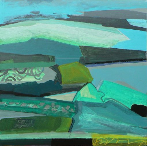 Landscape Artist abstracting the reality through colour and composition. Multidisciplinary Artist working in painting , drawing, digital printmaking, photography and sculpture. Malcolm Ashman, 'To Zenor' ,40cm x 40cm, Acrylicon Panel £1400