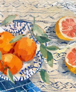 One-Off Print and Paintings hand selected by Nadia Waterfield by renown contemporary artists. Holly Brown Oranges and Grapefruit Oil on Board 30 x 40 cm Unframed 50 x 60 cm Framed £595