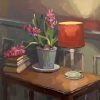 Plein Air Painter of Gardens, Landscapes and Seascapes. Oil Artist sometimes working with Watercolour capturing florals and botanicals. Haidee-Jo Summers Hyacinths and Lamplight 25 x 25cm Oils £995