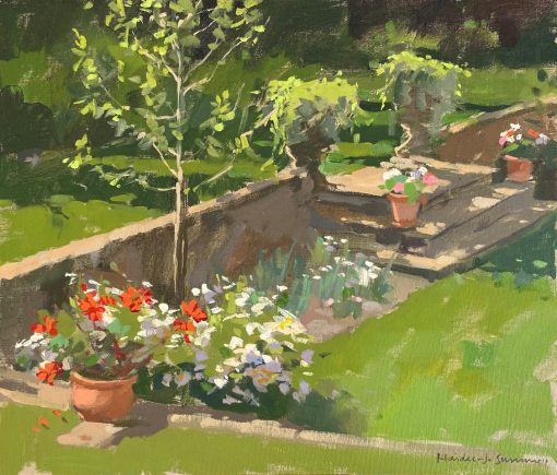 Plein Air Painter of Gardens, Landscapes and Seascapes. Oil Artist sometimes working with Watercolour capturing florals and botanicals. Haidee-Jo Summers Garden Steps at Russell Home 28 x 33cm Oils £995