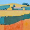 Non-Representational Landscape Paintings from Birds Eye View. Acrylic on Canvas or Board in Hues of muted Greens with pops of Primary Colour.﻿﻿ Product Short Description ﻿﻿ David O'Connor, Pewsey Vale V, acrylic on canvas, 101 x 76 cm, £2370