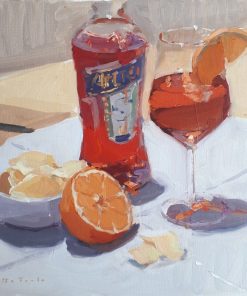 Lotta Teal Campari & Orange Oil on Board 46 x 46 (framed) £750