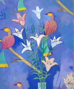Charles Jamieson, Birds & Lillies, Oil on Linen, 75cm x 70cm £4300