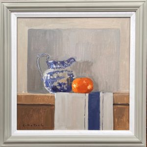 Lotta Teal  Still Life with Jug and Tangerine Oil on Board 50 x 50cm (framed) £875