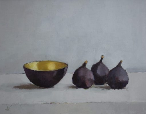 Annie Waring, Gilt bowl with three figs 1