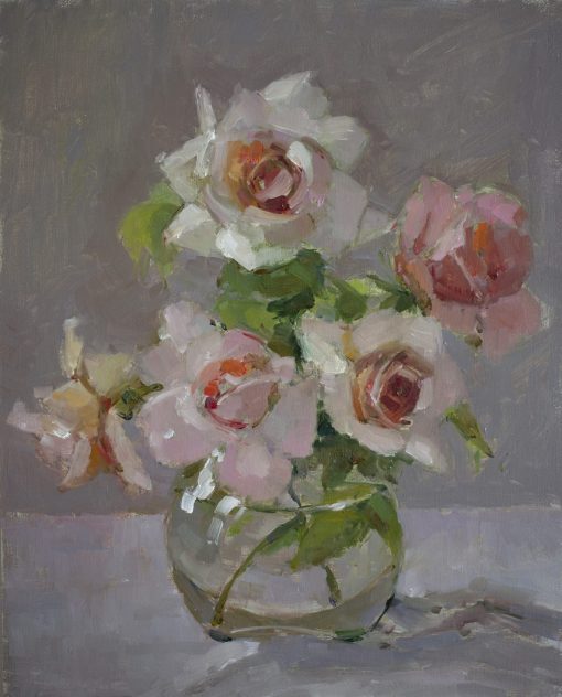 Annie Waring, Pale Pink Roses in Globe Vase 1