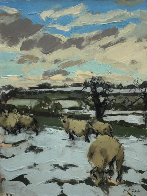 Anna Pinkster, Sheep in Snow, Somerset Jan III 1