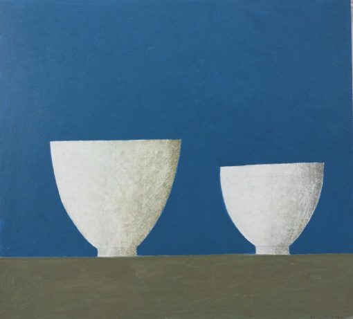 Philip Lyons, 2 White Bowls (Blue & Stone) 1