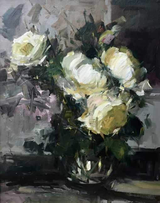Parastoo Ganjei, White Roses in a Glass Vase 1