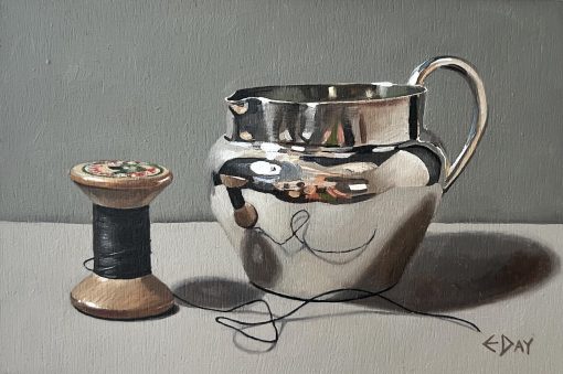 Estelle Day, Silver Jug with Black Cotton Reel 1