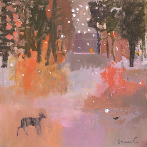 Carol Saunderson, Muntjac And Falling Snow 1